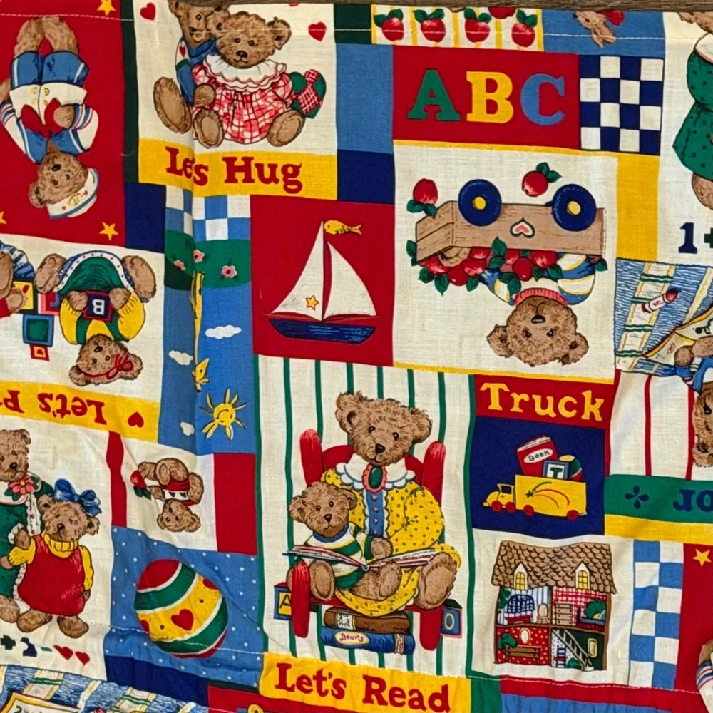 Vtg Cranston Teddy Bear Nursery Pre-K Day Care Valances Set 3 Handmade 14x85